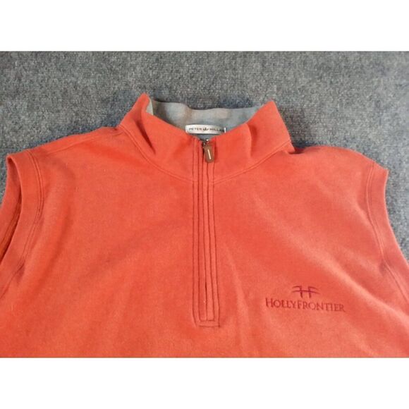 Peter Millar Sleeveless Vest Men Sz M Orange Cotton Hollyfrontier Embroidered Sp - Picture 2 of 8